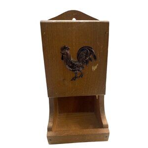 Vintage Wooden Wall-Mounted Rooster Design Match box holder